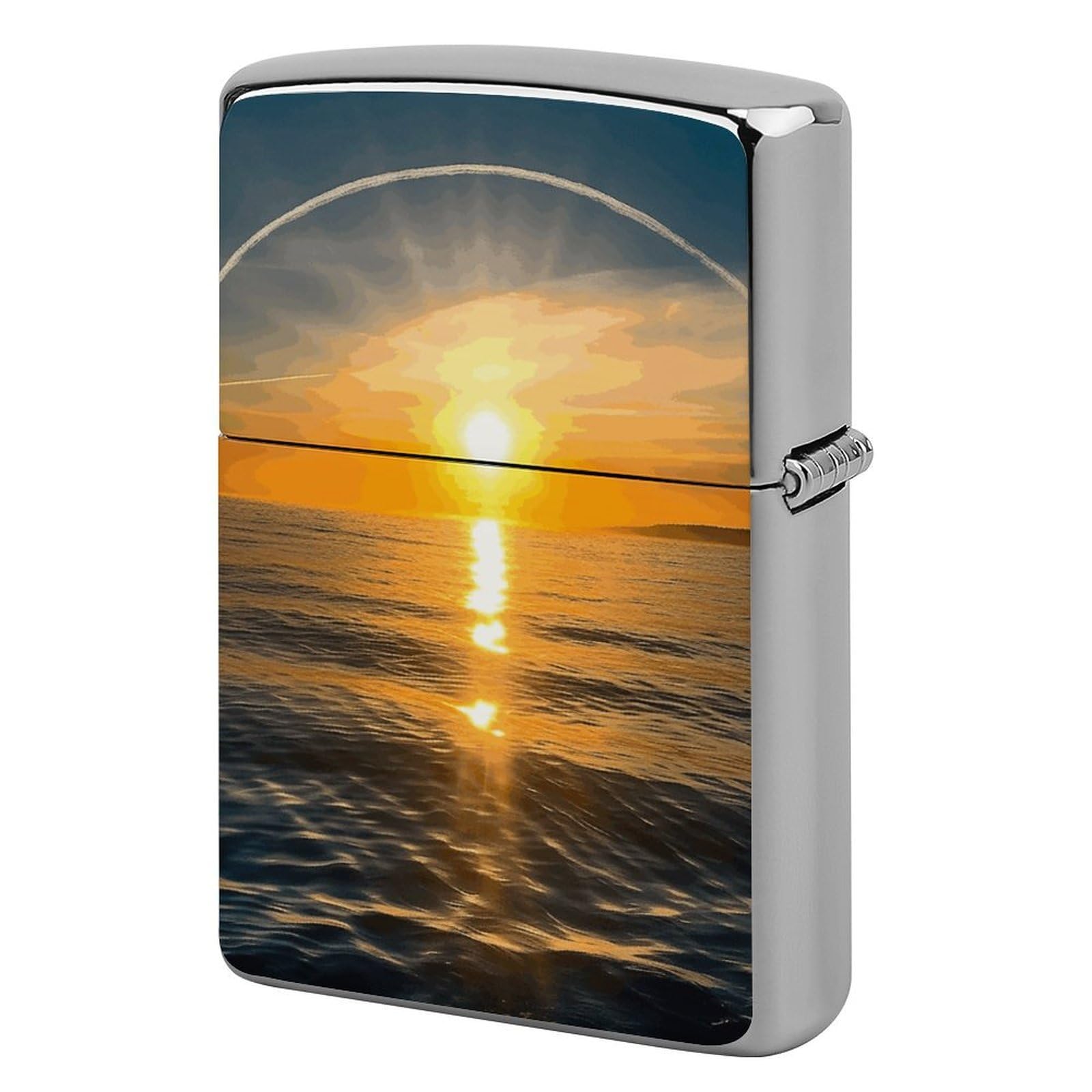 Sunrise Horizon Lighter Case Vintage Metal Lighter Cover Reusable Lighter Protective Sleeve Unique Design Personalized Lighter Sleeve Holder Against Dust and Scratches