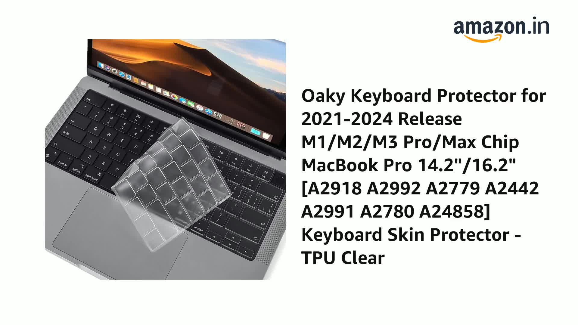Keyboard Cover for MacBook Pro 14/16 (2021–2024, M1/M2/M3/M4 Pro