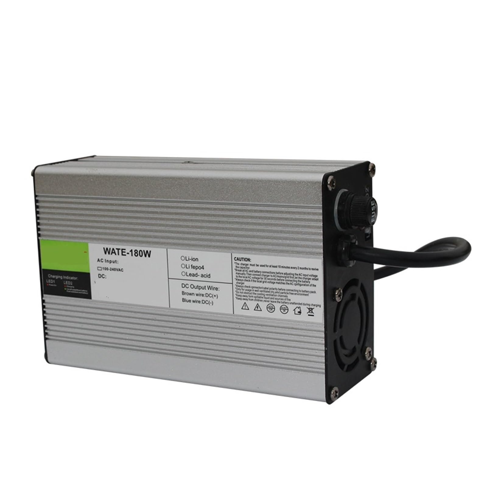 Cargador de litio Lifepo4-cell Corriente Cargador de batería LiFePO4 de 14,6 V y 5 A, 12,8 V y 14,4 V, Smarts Charger 4S, carcasa de aluminio, con ventilador, cargador de batería, entrada de 100 V CA