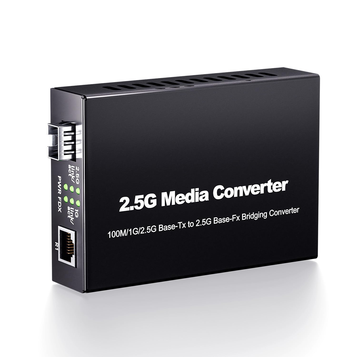 BLIYEE 2.5G Media Converter, Unmanaged 1x 100M/1G/2.5G Base-T Fiber Transceiver, SFP to RJ45 Converter, Support 2.5GBase-SR/LR Transceiver, Auto-Negotiation, Plug and Play