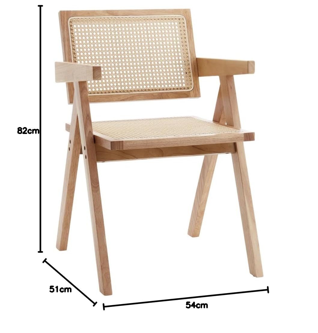 Home Heavenly® Pack de 2 Sillas de Comedor Mamba, en Madera y Ratán Natural.Elegancia y Sostenibilidad para Tu Hogar - Boho Chic