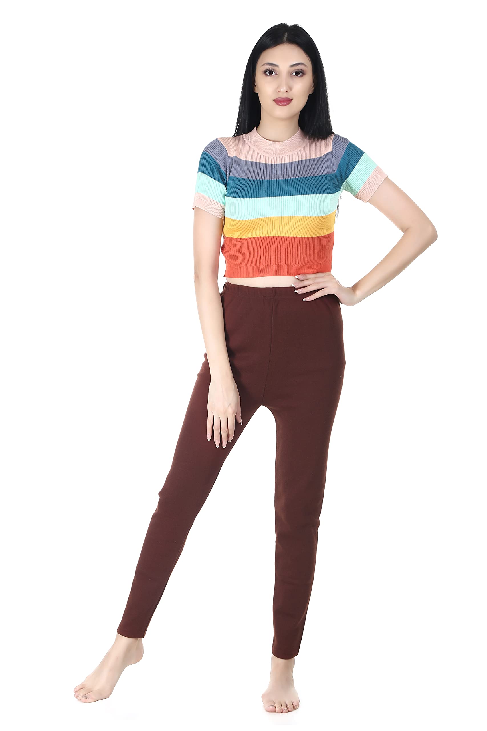 disolve Women's Imported Winter Ankle Length Leggings/Feather Hot Woolen Free Size (28 Till 32) Brown Color-picture-25