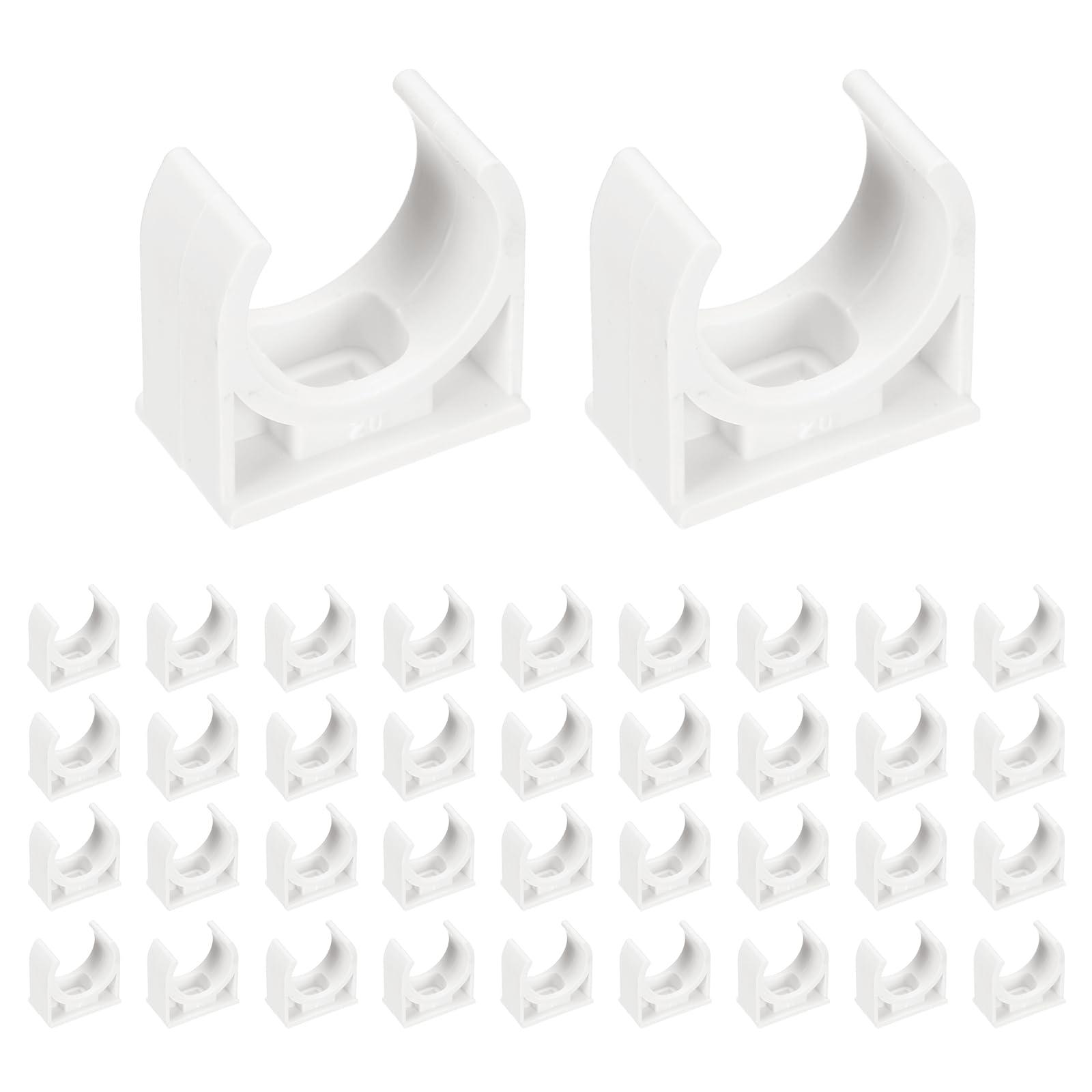 sourcing map 100pcs U-Shaped PVC Water Pipe Clamps Clips 4/5" (20mm) U-Shaped Buckles U-Hook Pipe Support Hangers for TV Trays Tubing Hose Hanger Support Pex Tubing, White