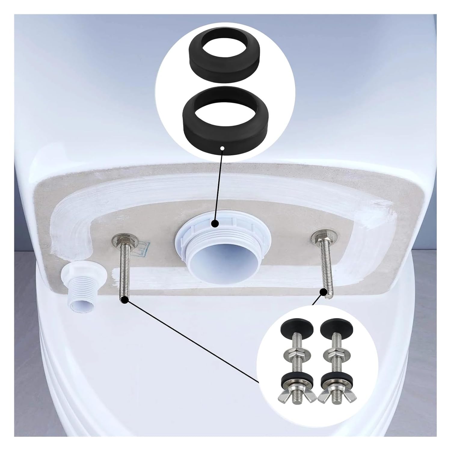 Durable 8Pcs Universal Toilet Tank to Bowl Gasket Set Stainless Steel Rustproof Bolt Hardware Kit