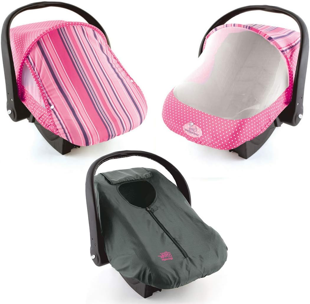CozyBaby Combo Pack with Mesh Breathable Sun and Bug Cover and Lightweight Spring or Summer Cozy Cover with Elasticized Edge, Glacier Gray