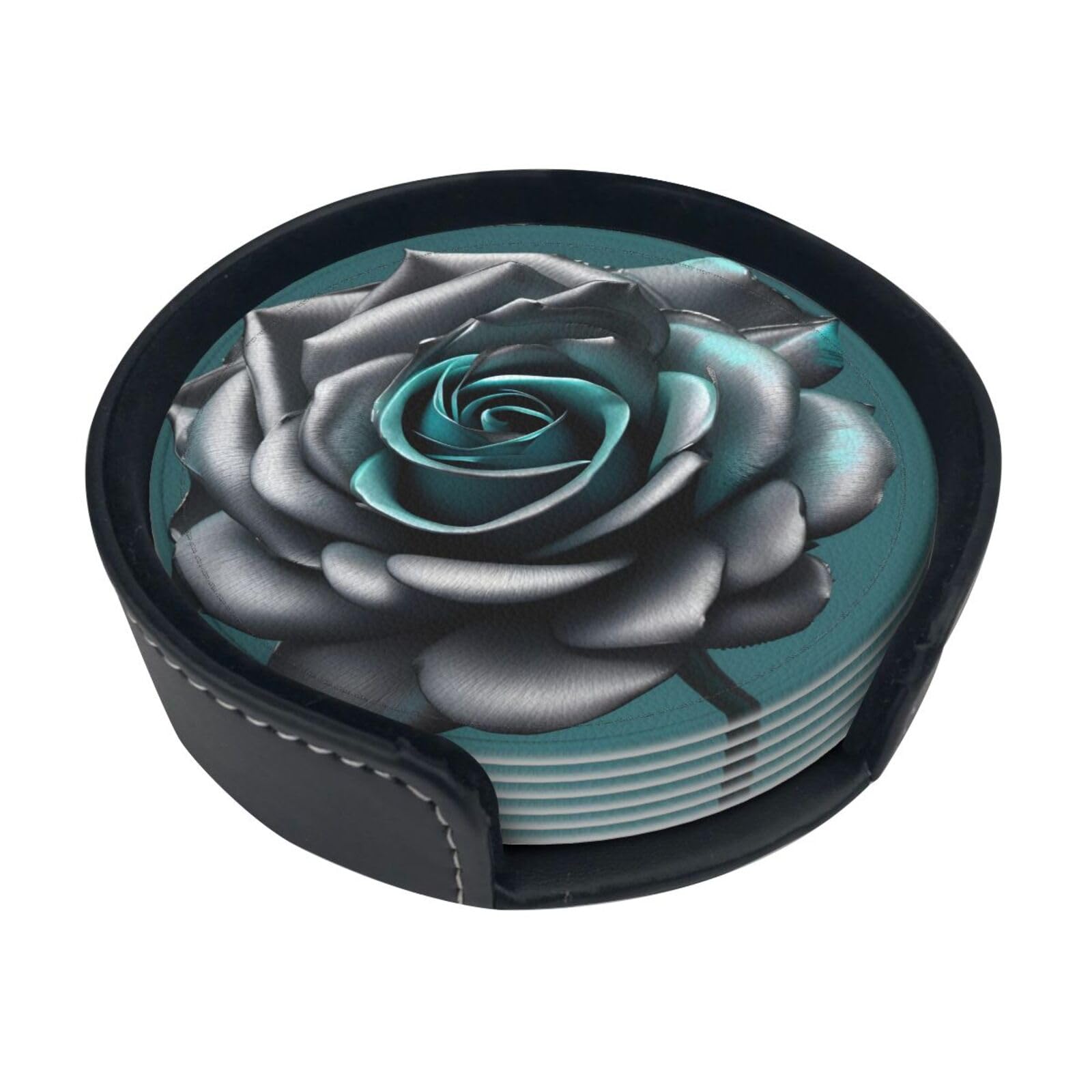 Dessous de verre motif roses gris sarcelle pour apéritif et dîner entre amis