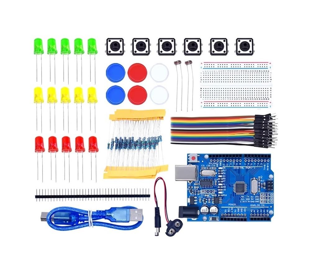 Kit Electronica de Iniciación para Arduino UNO R3, Kit de Bricolaje Electronica, UNO R3 Placa de Desarrollo de Prototipos