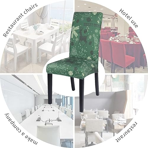 Miniatura 6 de NIBESSER Juego de 4 fundas navideñas para sillas de comedor, fundas elásticas para sillas de Navidad, lavables, para hotel, banquetes, Navidad y