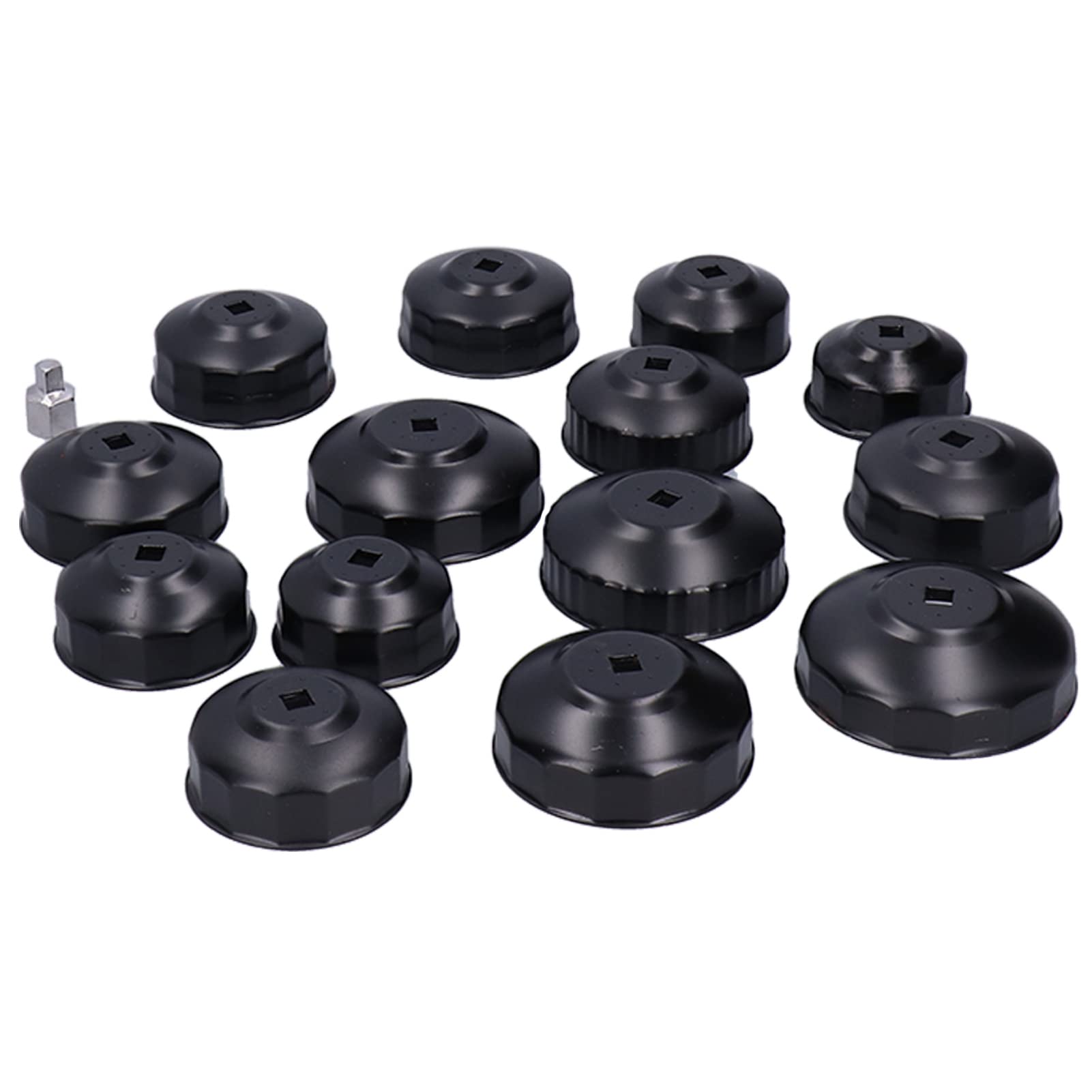 aqxreight Juego de Llaves con Tapa de Filtro de Aceite, Herramienta de Extracción Tipo Taza, Unidad de 3/8 Pulgadas con Caja de Almacenamiento para Mantenimiento de Coche, 15 Uds.