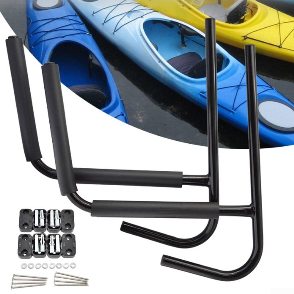 Wandhalterung für Kajak, robust, Eisen, Lagerregal für Kanus, Surfbretter, Paddel, Garage, Schuppen, Halterung, Schwarz, 42 x 38 cm, 2 Stück