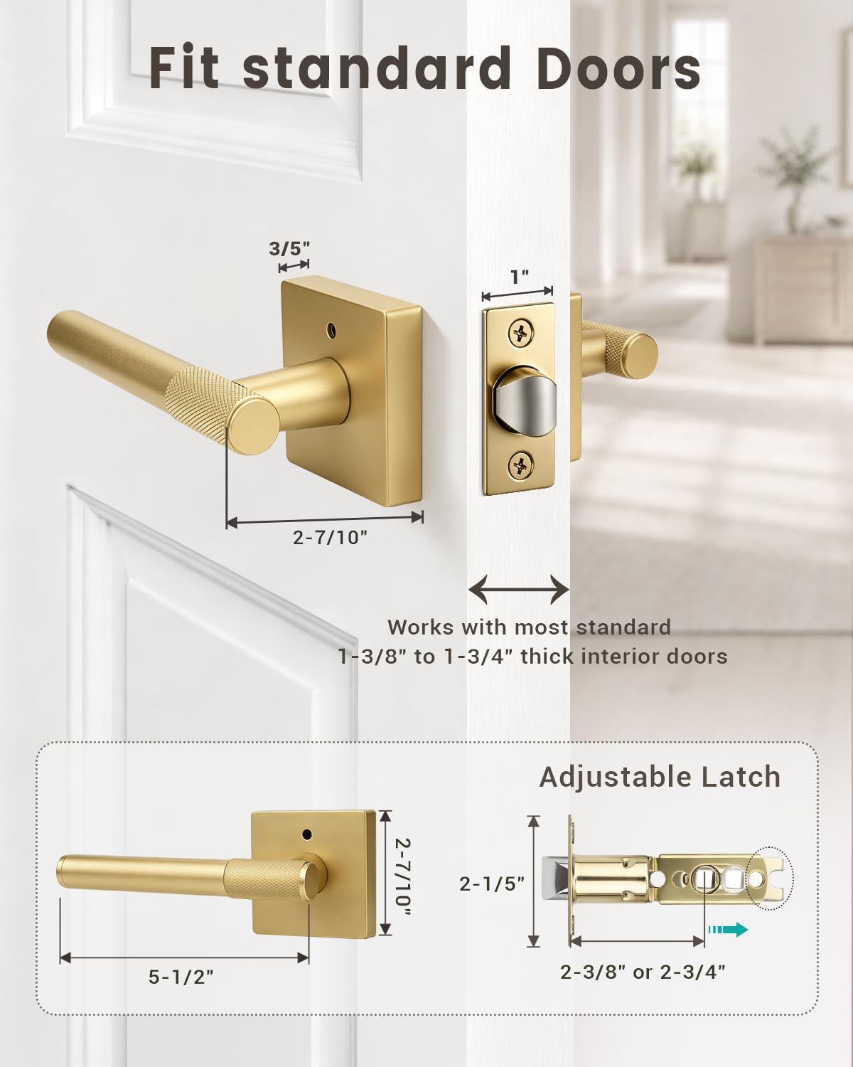 Golden Champagne Door Knobs - Modern Privacy Locks -5