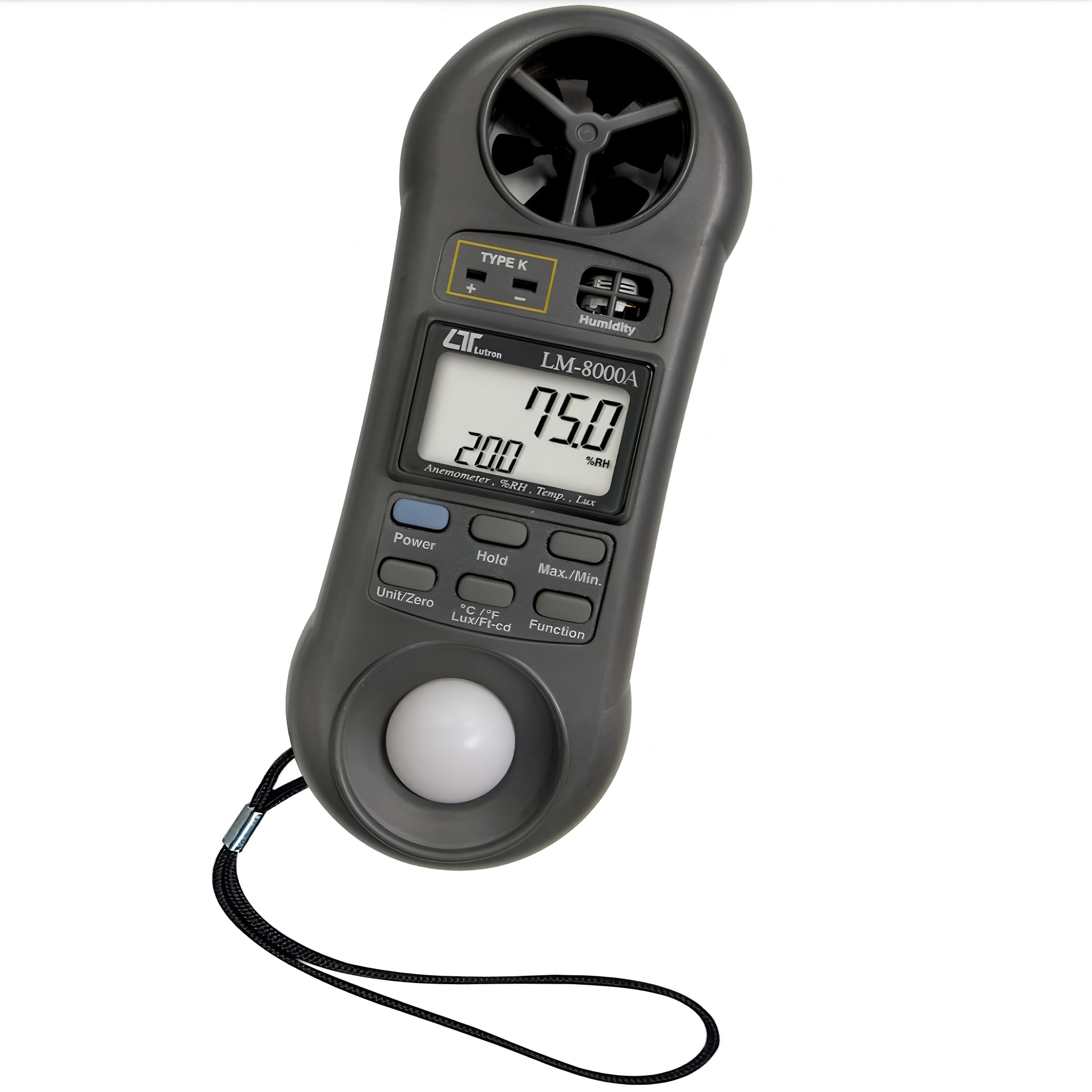 i-POOK 4 IN 1 Anemometer Humidity Light Meter Thermometer LM-8000A 4-in-1 Environmental Meter High Accuracy and Resolution Memory Recall Function Data Hold Function Environmental Monitoring