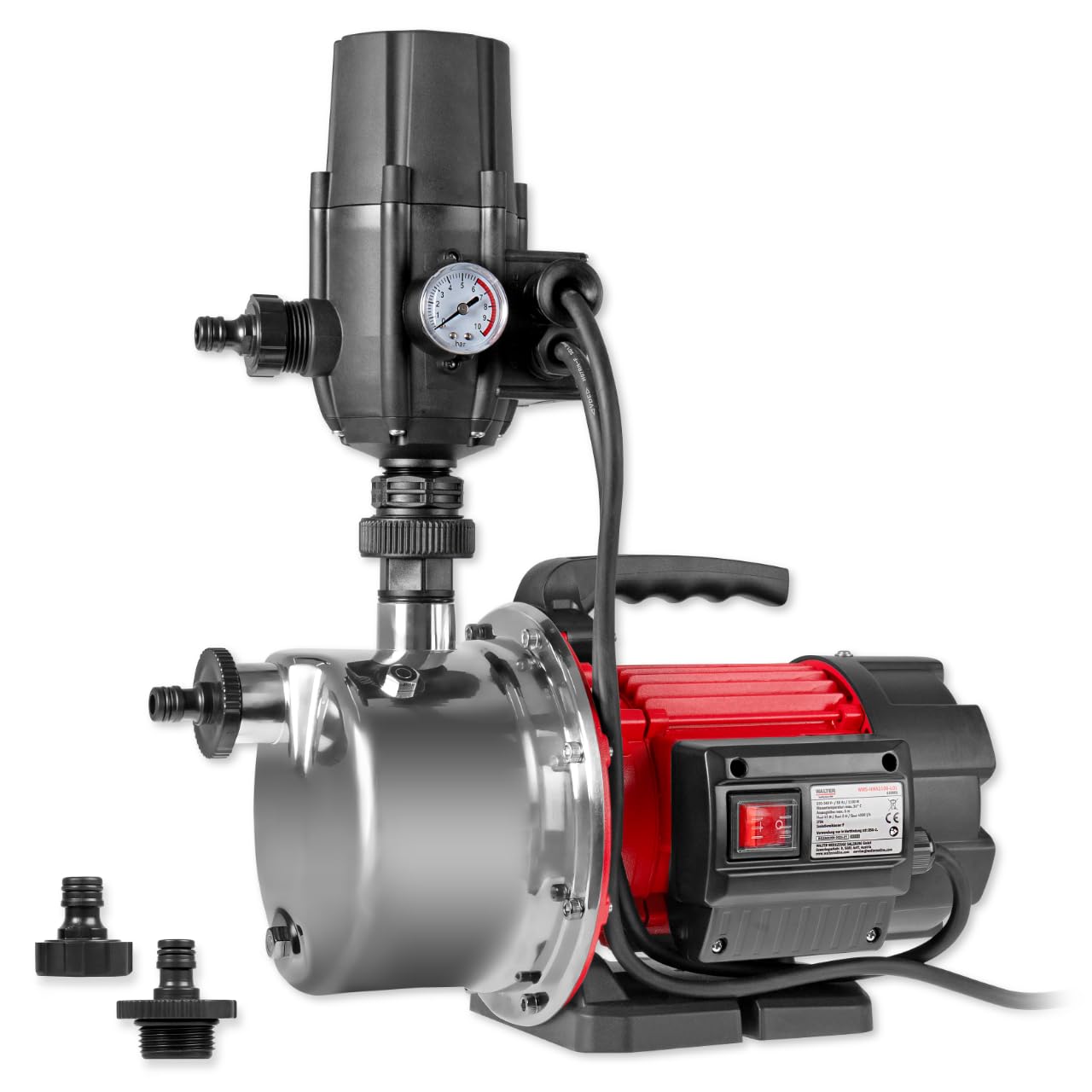 WALTER Hauswasserautomat 1100 W Wasserpumpe, 4500 Liter pro Stunde | Trockenlaufschutz, Hauswasserwerk zur Wasserversorgung aus Brunnen, Zisternen und Regentonnen, maximale Förderhöhe von 45m