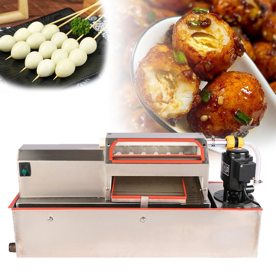 Máquina descascaradora automática de huevos de codorniz, peladora eléctrica de 25 W, procesa 35 kg de huevos hervidos por hora con circulación de agua, mínimo daño para empresas de servicio de