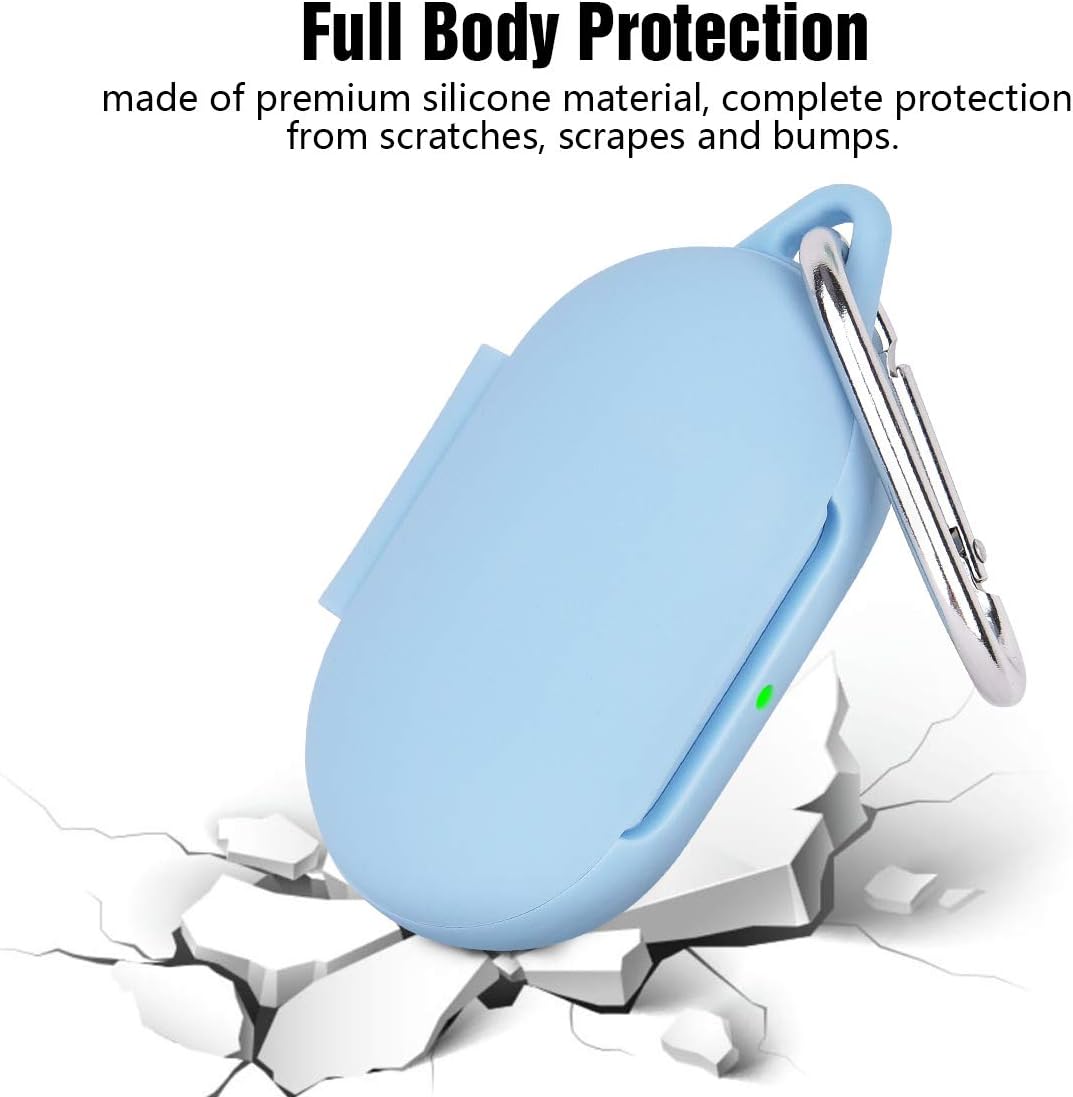 AIRSPO Silicone Case Cover for Galaxy Buds+ Plus(2020)/Galaxy Buds(2019) Samsung Galaxy Earbuds Protective Skin with Carabiner Keychain (Cloud Blue)