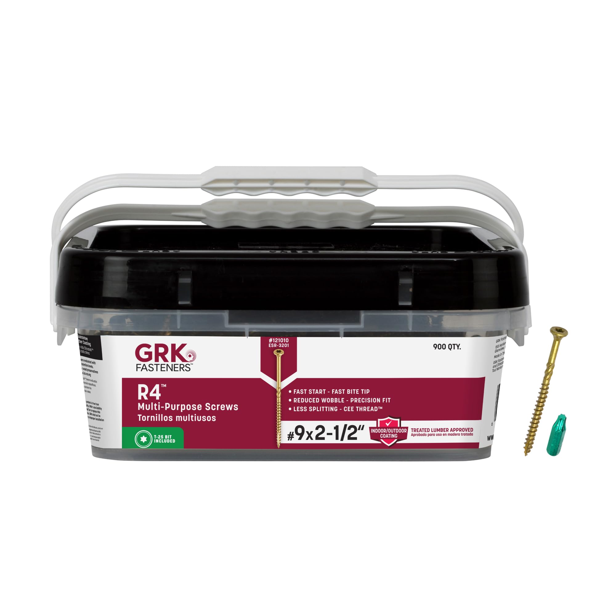GRK Fasteners R4 #9 x 2-1/2' Multi-Purpose Framing Screws, 900 PCS