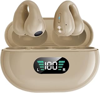 Docooler YYK-Q80 Wireless Earbuds Headphones with Earhooks Built-in 350mAh Battery Clip-on Earphone BT5.3 Headset with HiFi Stereo Built-in Mic Headset for Workout Black