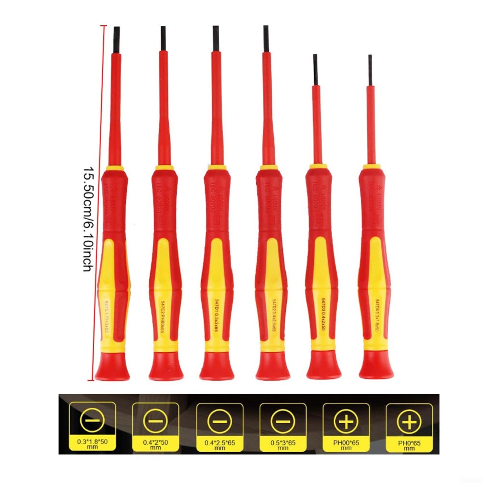 6Pcs 1000V Isolato Cacciavite Set Punta Magnetica Professionale Elettricista Utensili A M