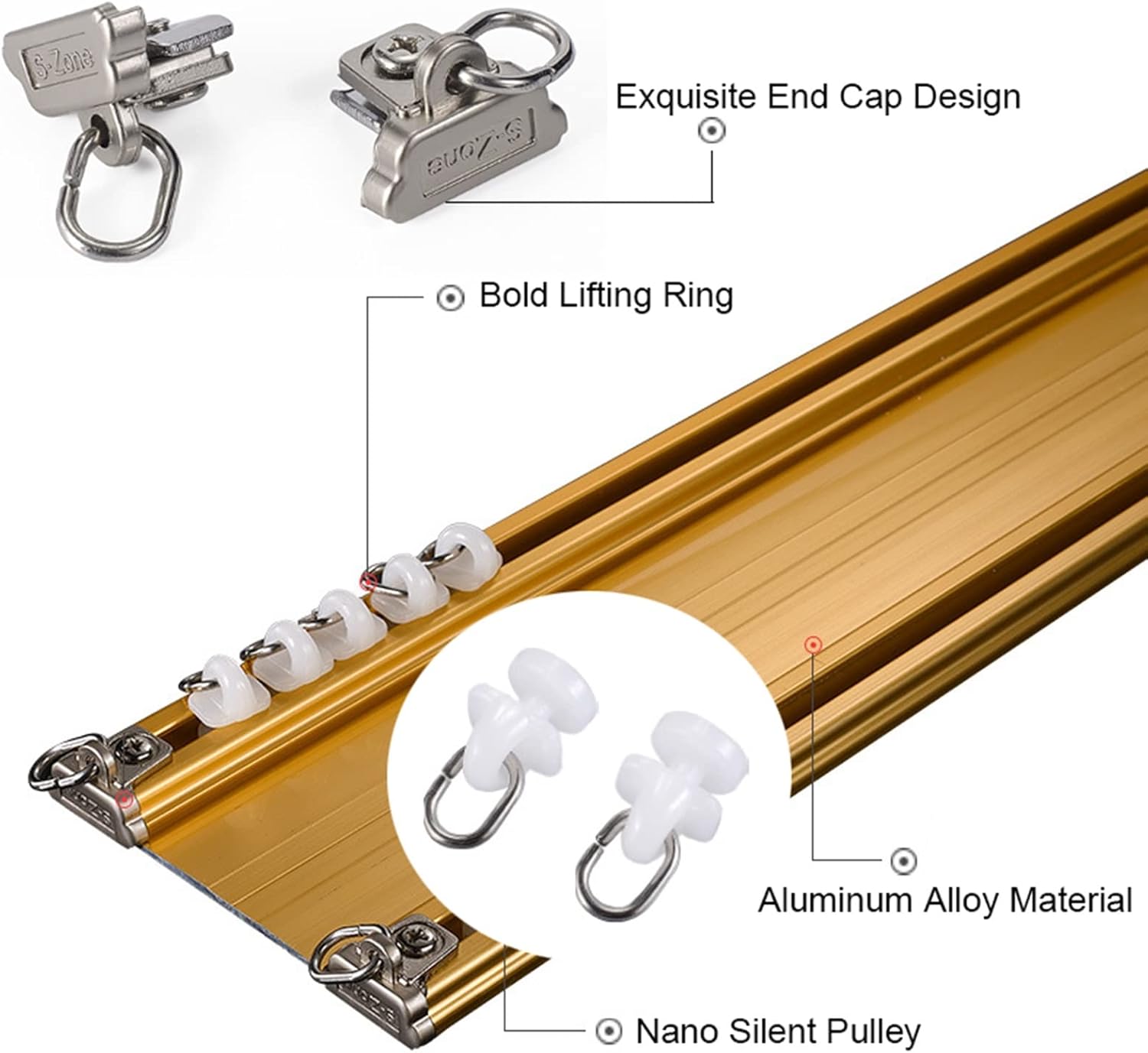 Ceiling Conjoined Curtain Track - Heavy Aluminum Double Tracks, Nano Silence for Living Room Bedroom Divider