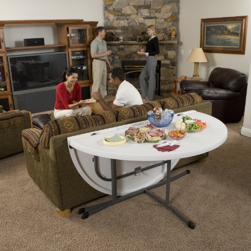 Lifetime 25402 Commercial Round Fold In Half Table, 5 Feet , White Granite #TOP4