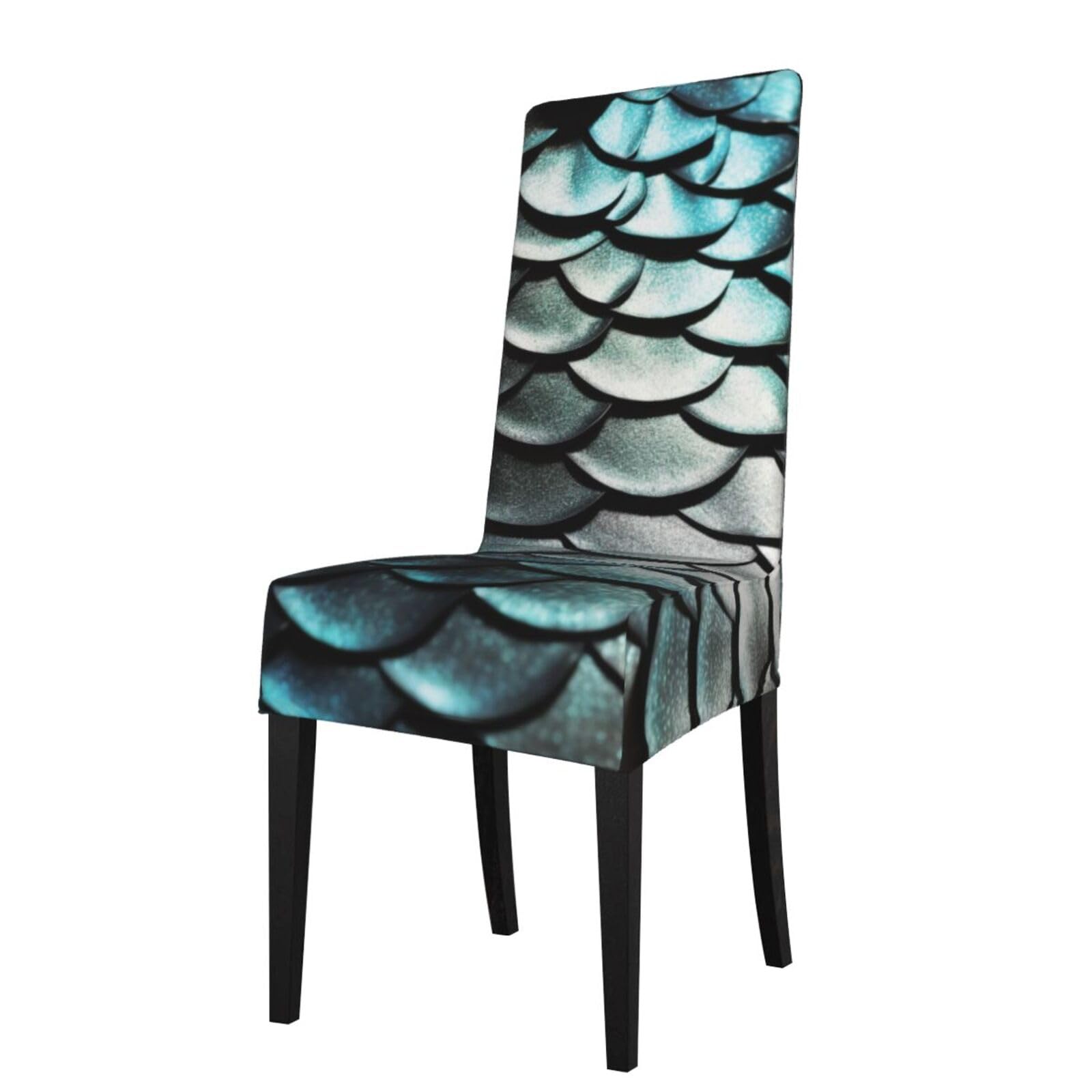 WPKJU Silver Fish Scale Print Dining Chair Covers Removable Chair Seat Covers Decorative for Kitchen & Bar Stools