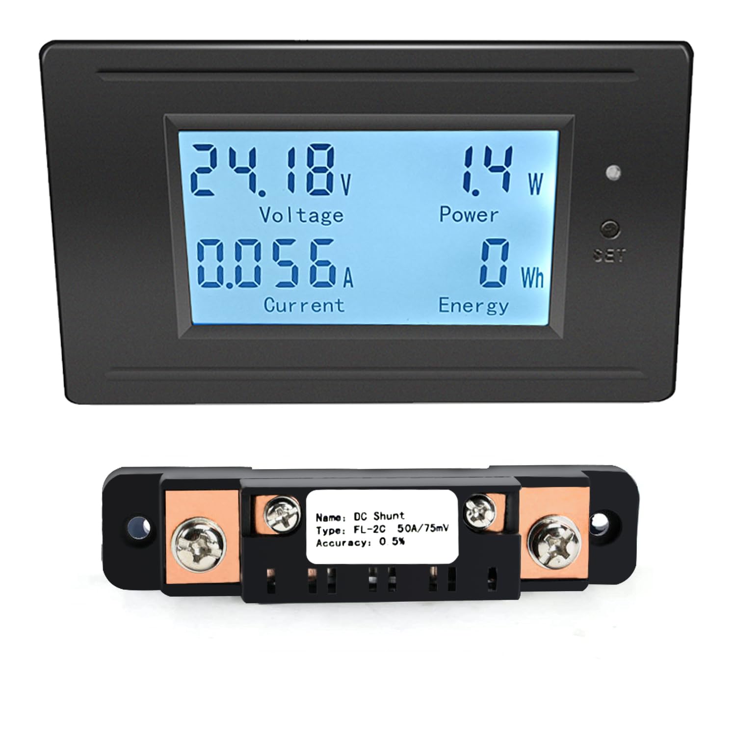 DC Multifunction Monitor Meter,6-200V,0-50A,LCD Display Digital Current Voltage Solar Power Meter Multimeter Ammeter Voltmeter