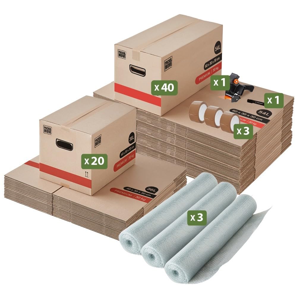 Pack and Move - Kit déménagement Premium T4/T5 + marqueur noir et 3 adhésifs offerts