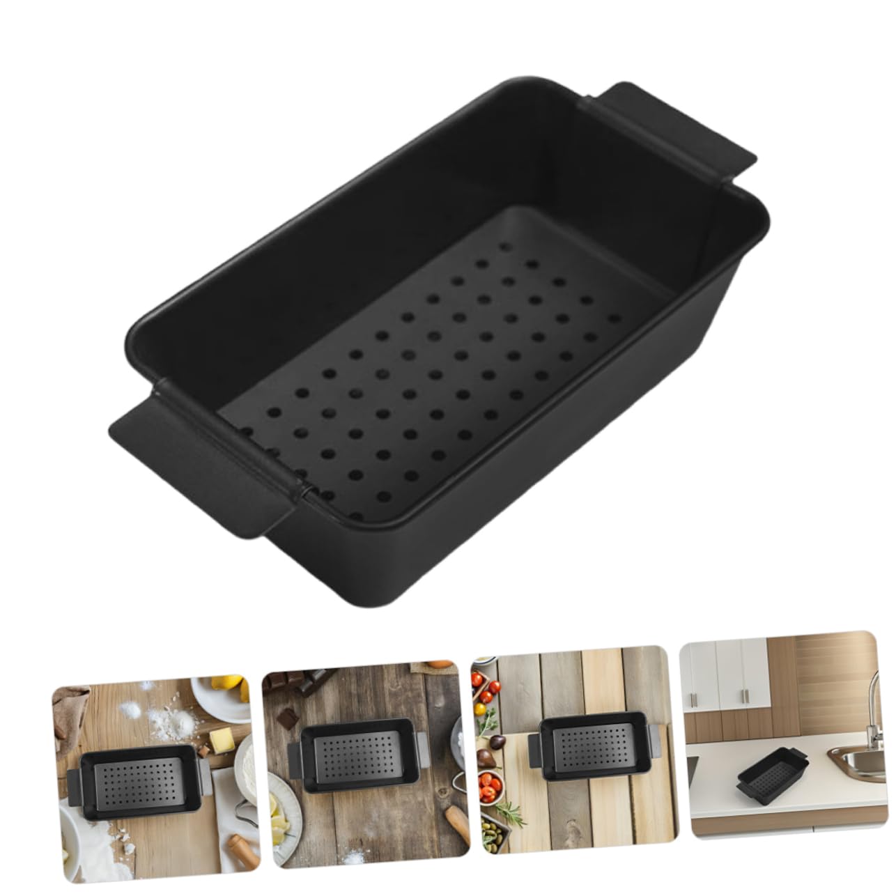 ULTECHNOVO Molde para Pan 2 Piezas de Acero al Carbono Negro Antiadherente | Bandeja para Hornear y Tostar, Uso en Panadería y Asado, Desprende Fácil los Alimentos, Recoge Exceso de Aceite