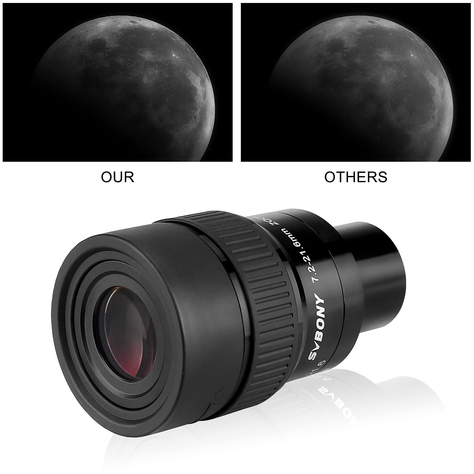 Svbony SV191 Télescope Oculaire Zoom 7.2-21.6mm 1.25 pouces Super Grand Angle Astronomique
