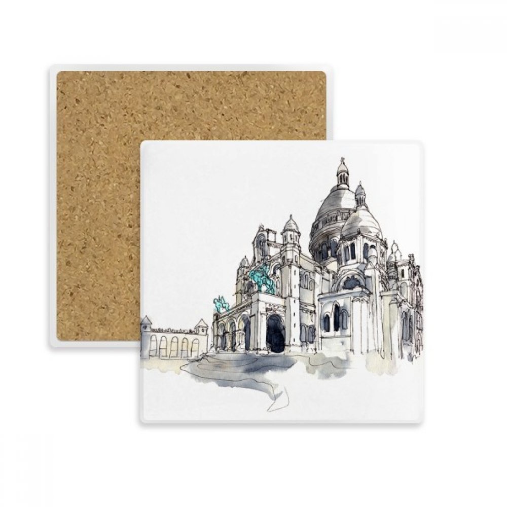 Tasse Porte de Pierre Coaster absorbant pour éviter les traces d'eau du Sacré-Coeur