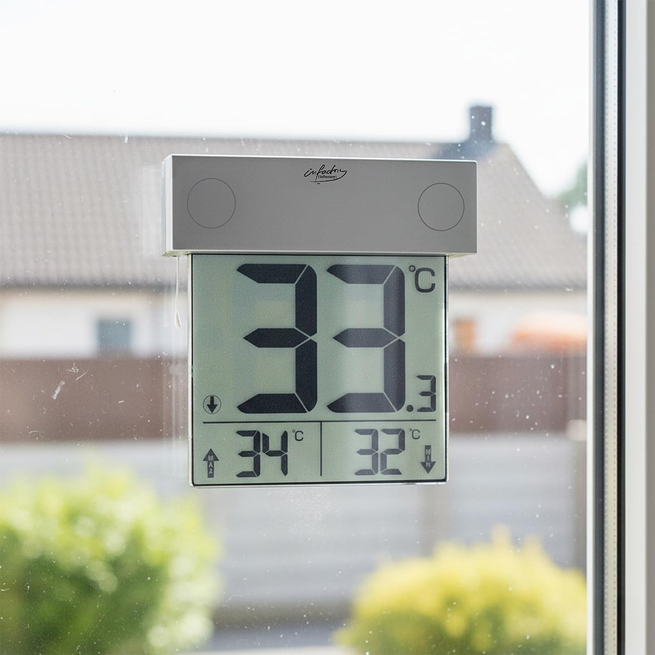 Infactory Thermomètre numérique solaire pour fenêtre