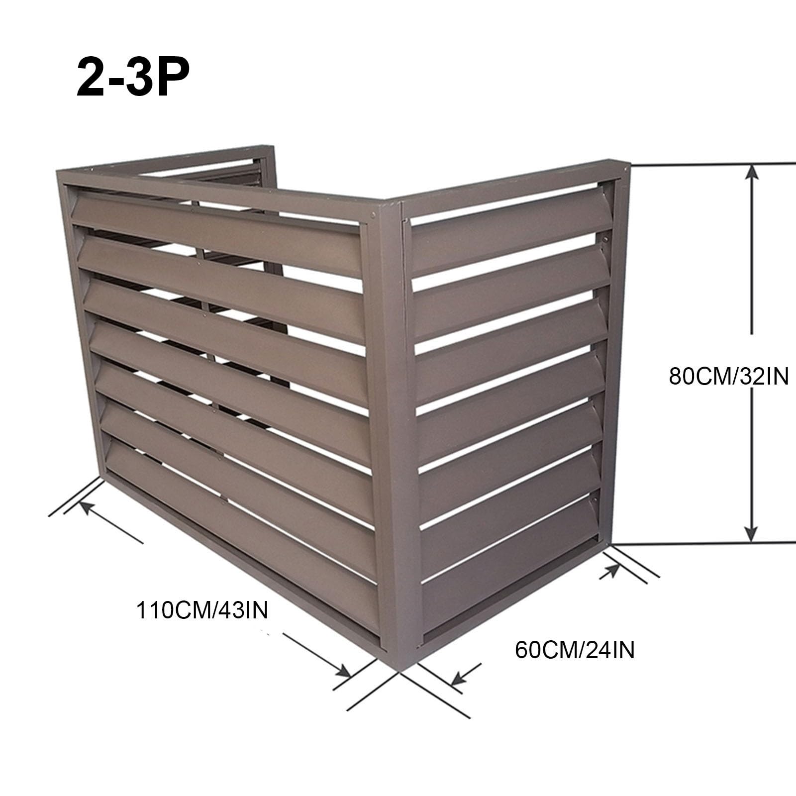 Mała aluminiowa zewnętrzna osłona klimatyzatora do mini klimatyzatora i pompy ciepła, półka redukująca hałas, ochrona przed warunkami atmosferycznymi, brązowe wykończenie