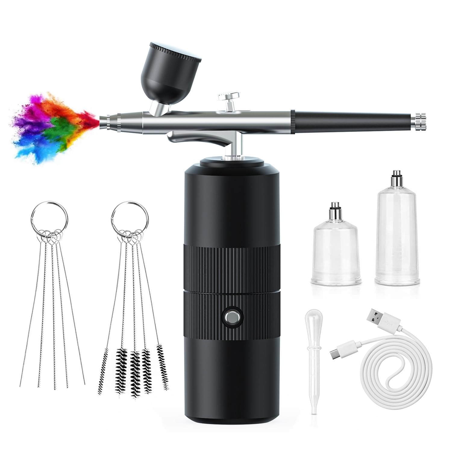 Paociuro Black 1 Set Oxygen Injector Protable Airbrush For Nails Art Paint Air Compressor Nano Fog Mist Spray Manicure Diy Cake Sprayer