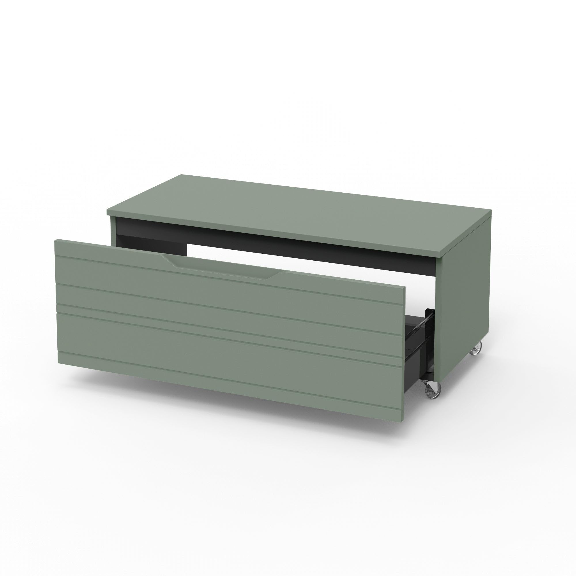 AQA DESIGN accessori casa cassettiera, frontale in MDF, finitura verde salvia, nr1 cassetto con scorrimento e chiusura soft close, maniglia a gola - Verde salvia - 100x45x42 cm