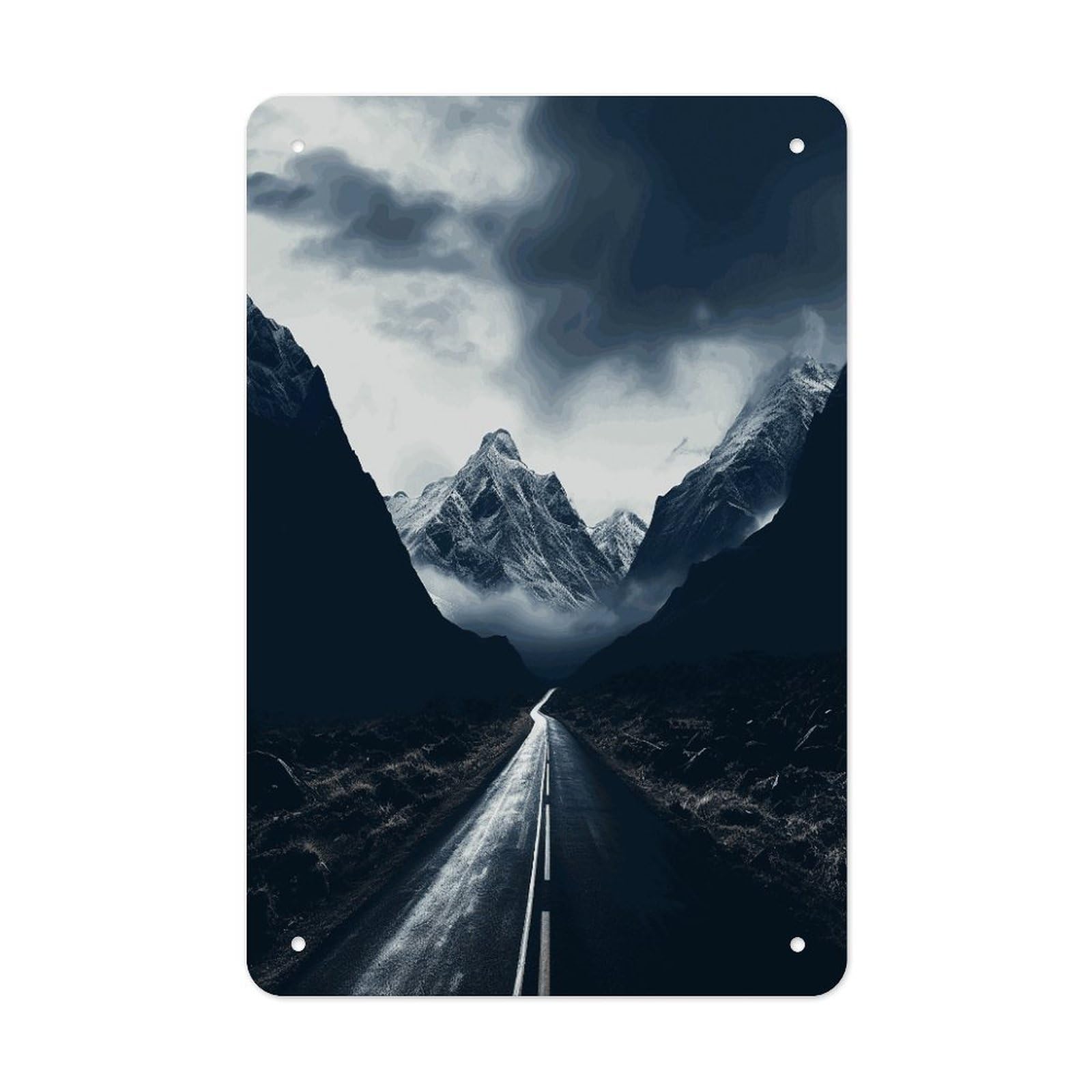 Btcowzrv Style Dark Road To Mountains Metal Tin Sign Wall Decor Hanging Plaque