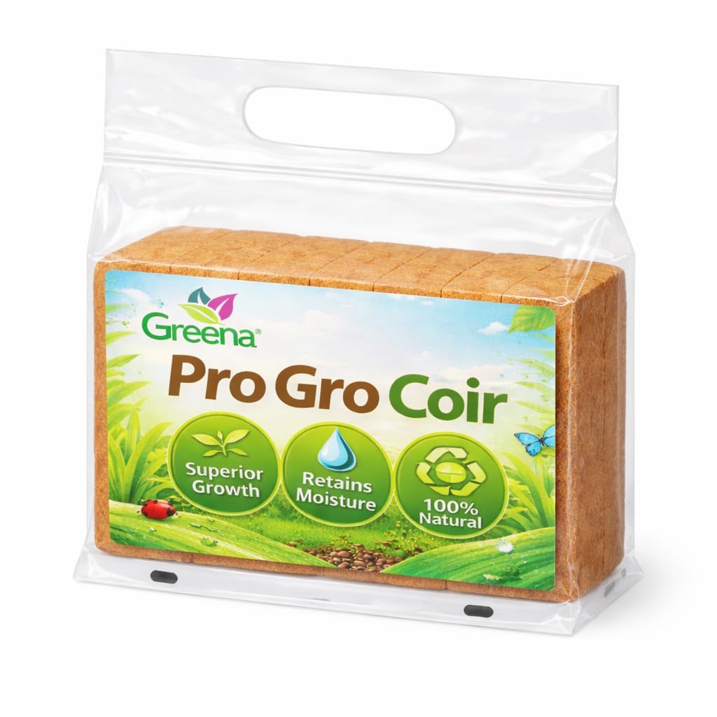 Greena Pro Gro Coco Coir Bricks 3 Pack – Peat Free Compost Expands to 27L, Organic Coconut Coir Growing Medium for Plants, Seed Starting, Potting Mix, Reptile Bedding & Tortoise Substrate