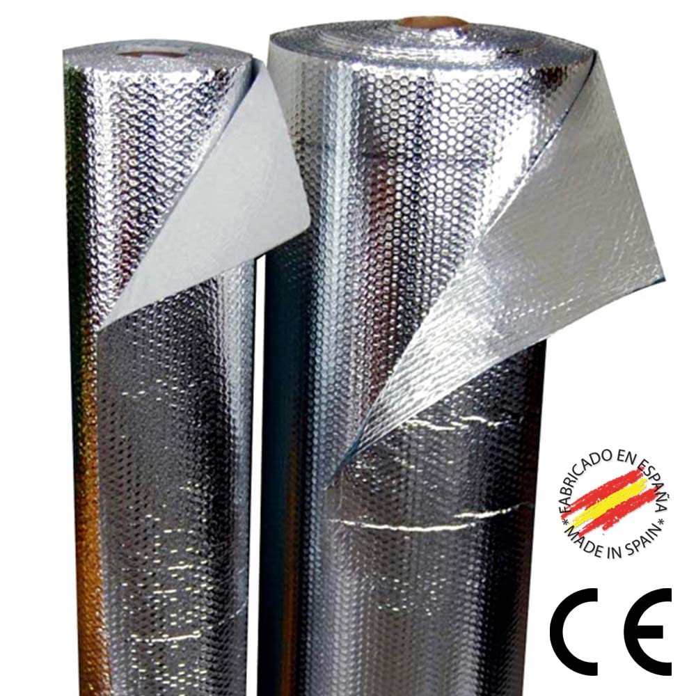 Aislante Térmico Reflexivo de Aluminio (2,5 x 0,6 m) + Cinta Aluminio (10m) - Aislamiento de cajas de persianas, radiadores, paredes, techos, caravanas, campers, garajes