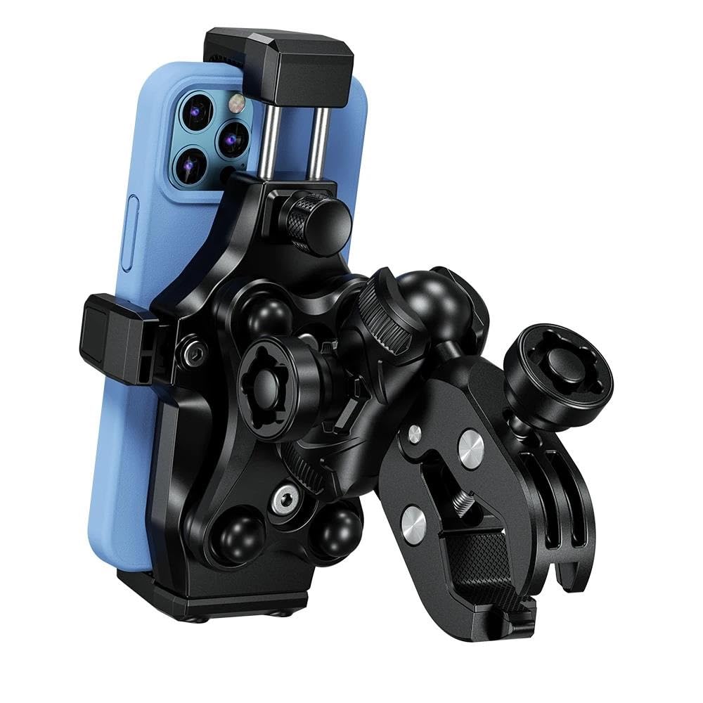 Supporto Per Telefono Per Moto Anti-Vibrazione Con Attacco A Sfera Al Manubrio Anti-Furto Per Cellulare 4.7-7.2 Pollici(Handblebar)