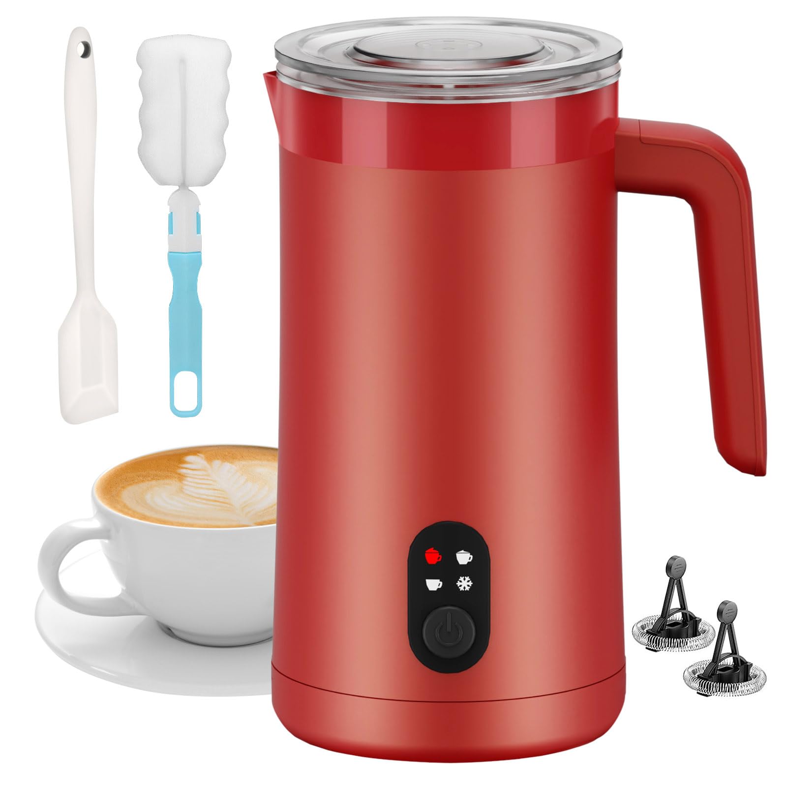 Ovetedot Milchaufschäumer, 400 ml Milchaufschäumer Elektrischer 4-in-1 für Heißen und Kalten Milchschaum, Automatische Abschaltung Kaffee Aufschäumer für Latte, Macchiato, Cappuccino