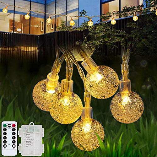 Battery Operated Globe String Lights,Fairy Lights Waterproof 33ft 80 Crystal Ball Outdoor String Lights, Twinkle Lights 8 Modes Christmas Decorations Indoor Outdoor Hanging Lights for Garden Party