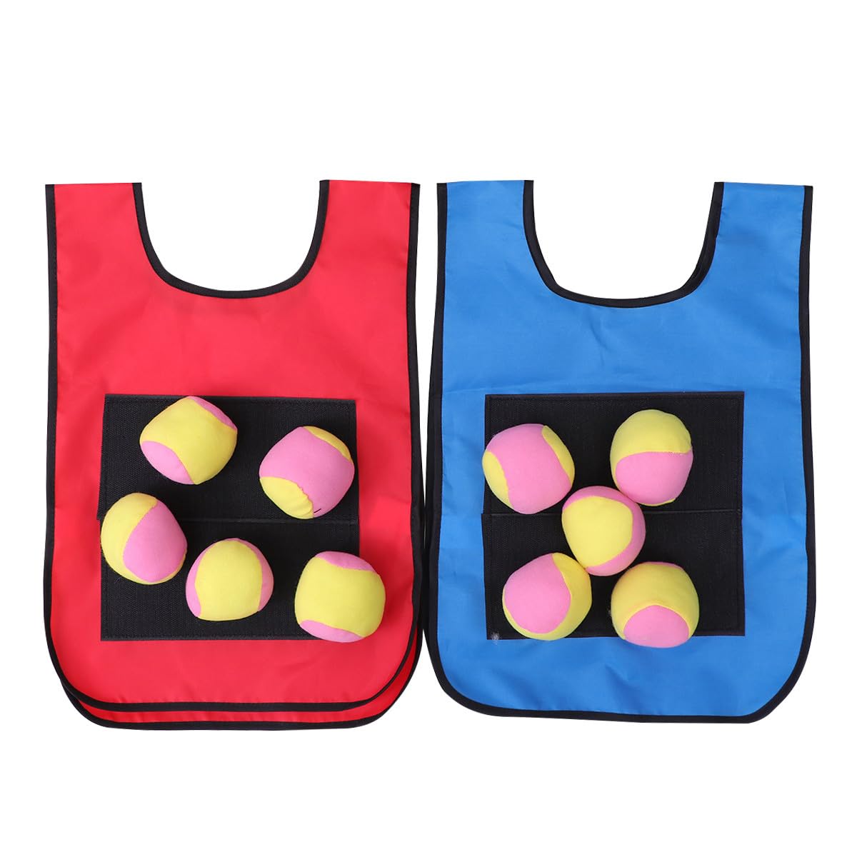 Sewroro 2pcs Dodgeball Sticky Vest Set, Kids Dodgeball Throwing Ball Game Set with 10pcs Soft Balls for Indoor And Outdoor Play, Family Fun Activity