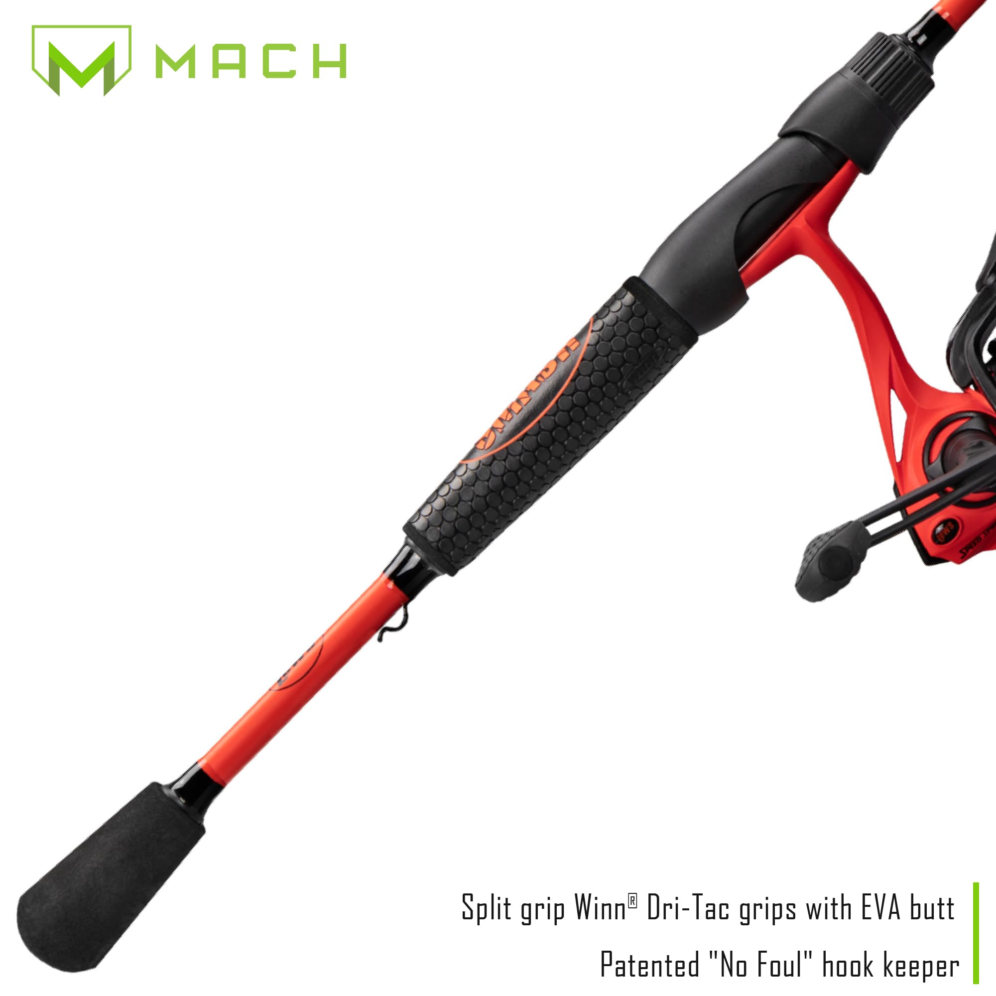 Lew's MACH Smash Spinning Reel and Fishing Rod Combo, IM6 Graphite Blank Fishing Rod, Right or Left-Hand Retrieve, Split Grip Winn Dri-Tac Handle and EVA Base