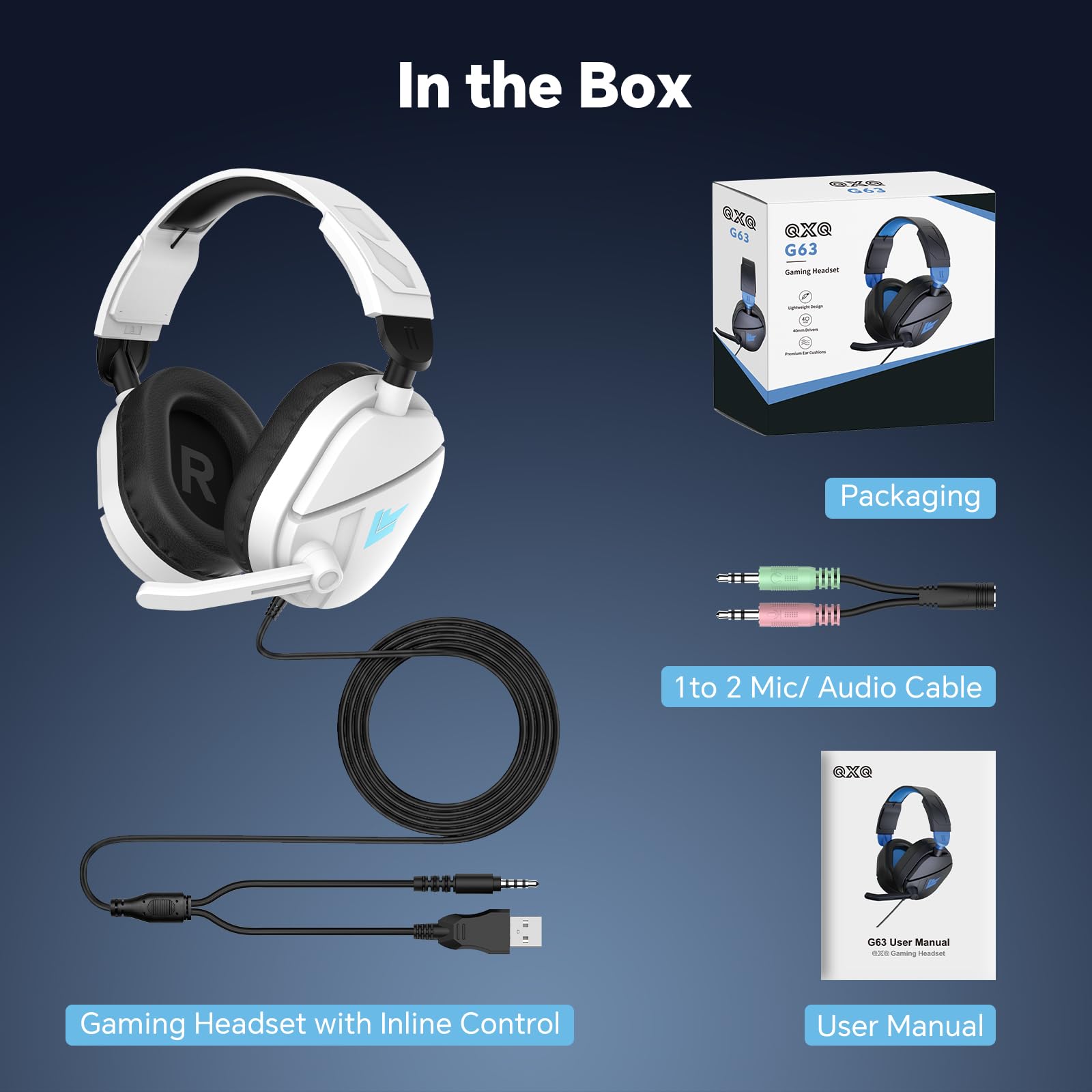 Cuffie Gaming Cablate Stereo Bass Deep - Microfono Flip-to-Mute, Cuscinetti Auricolari in Memory Foam, Cuffie Over-Ear LED RGB, Controllo Volume, Jack 3.5mm+USB, per PS4 PS5 Xbox One PC Switch Laptop