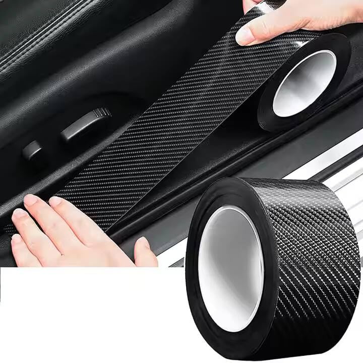 Product image of Rainspire High-Gloss Carbon Fiber Car Scratch Protection Tape | Anti-Scratch Door Sill Guard Film | Waterproof Car Bumper Protector Tape | Anti-Collision Transparent Adhesive Strip Film - DARK BLACK