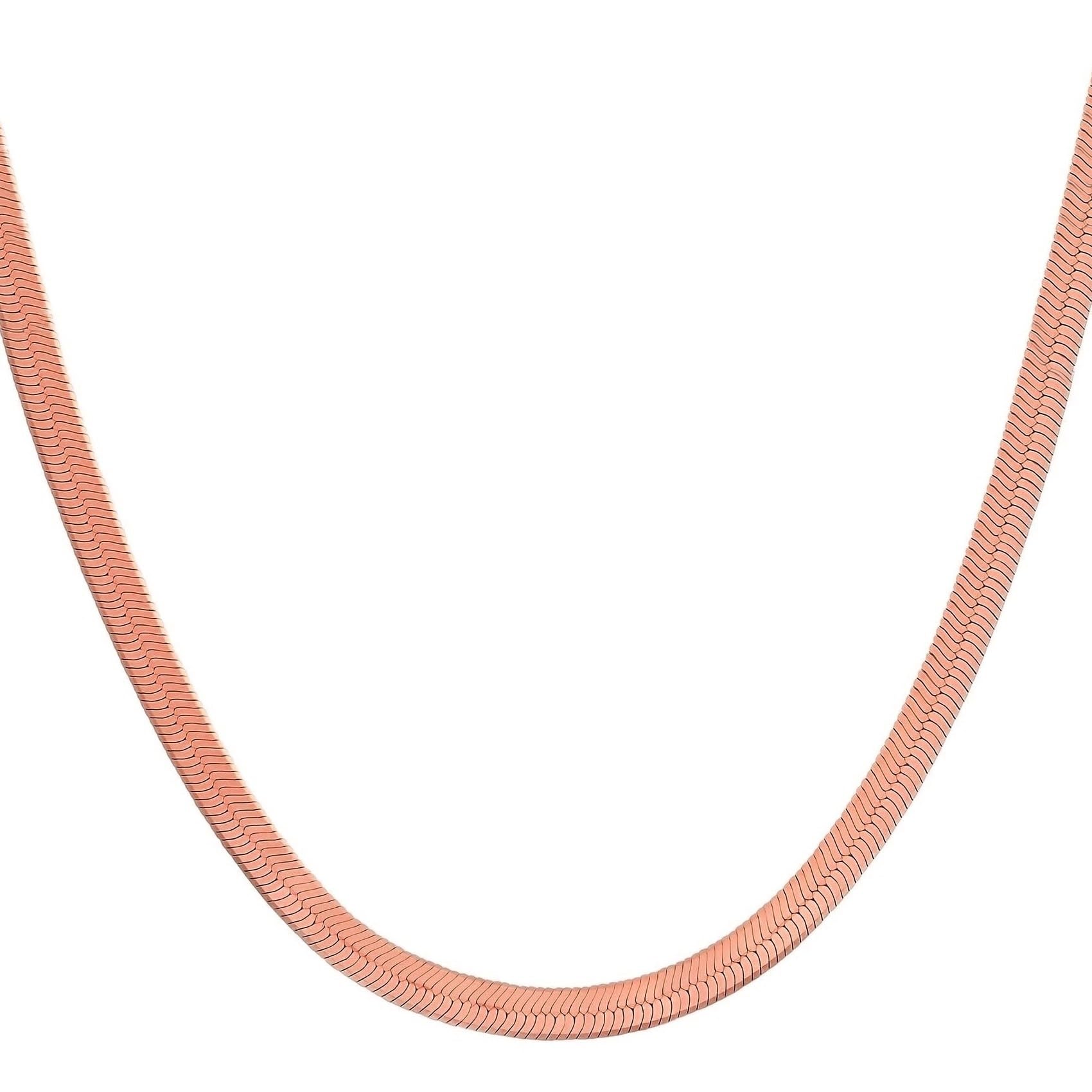 vama FASHIONS Classic Simple Rose Gold Stainless Steel Flat Snake Western Charm Stylish Herringbone Neck Necklace Chains for Men Boys (5mm Chain, 22 Inches - Below Collar Bone - Flat Snake Chain)-picture-17