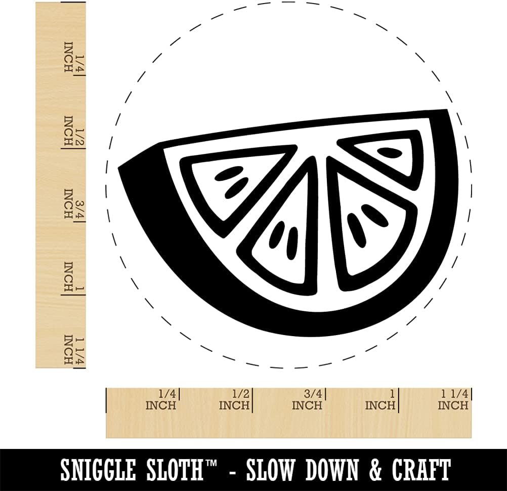 Citrus Fruit Slice Orange Lemon Lime Self-Inking Rubber Stamp Ink Stamper for Stamping Crafting Planners - 1-1/2 Inch Large - Red Ink
