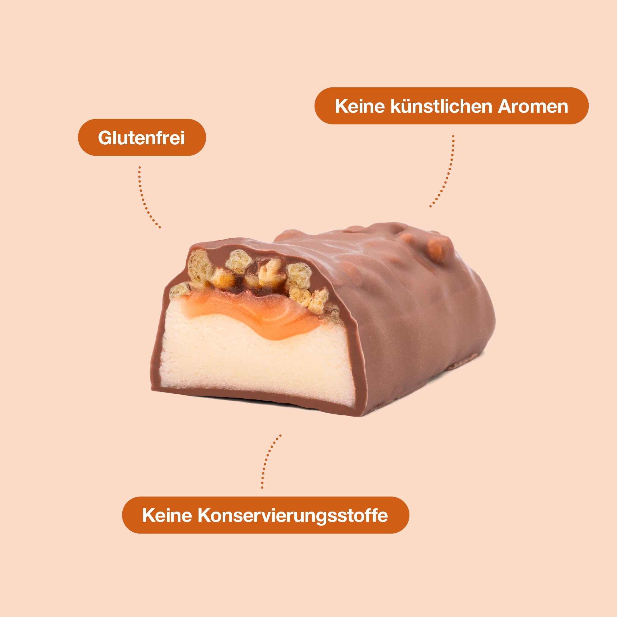 Nupo Proteinriegel Peanut Caramel Crunch | 13 g Protein pro Riegel | Wenig Zucker | Glutenfrei | 45 g x 12 Pack | Eiweißriegel