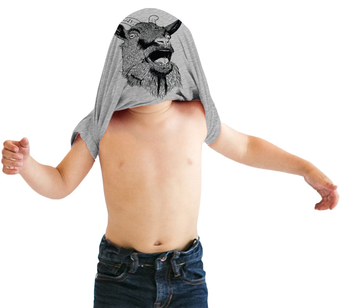 Toddler Ask Me About My Goat Funny Animal Flip Up T Shirt for Kids Funny Kids Shirts Flip Apparel for Toddler Cool Animal Apparel Childrens Graphic Tees Light Grey 4T