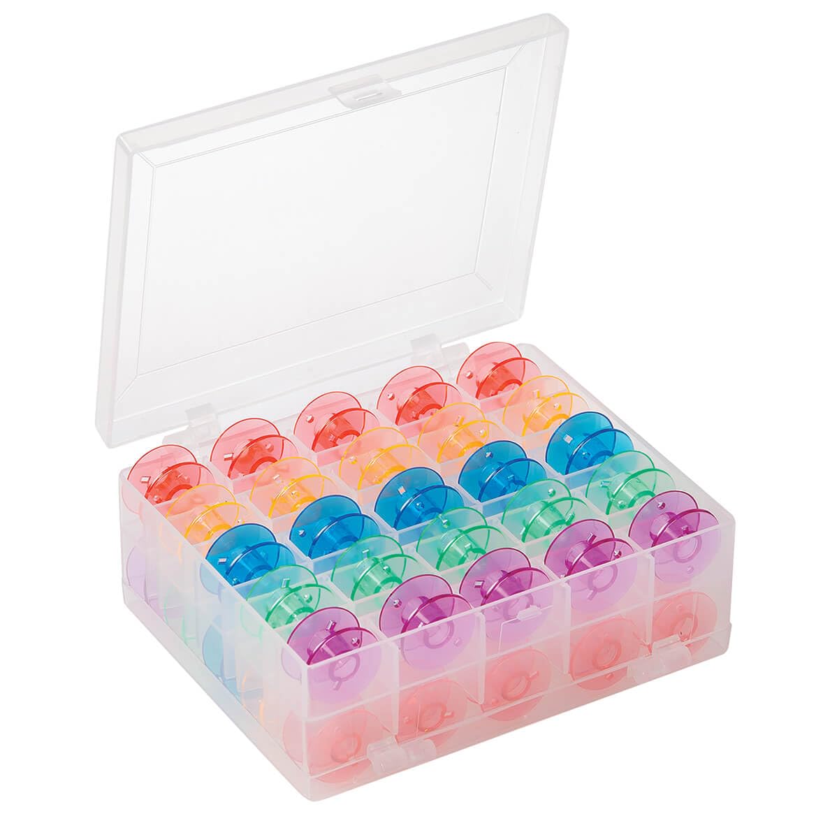 Fox Valley Traders Double Sided Bobbin Box with 50 Bobbins
