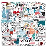 50PCS Professional Doctor Stickers, Medical Equipment Stickers Aesthetic Decals Vinyl Waterproof Doctor Appreciation Gifts Stickers for Water Bottle Laptop Luggage Scrapbook(Doctor Stickers)